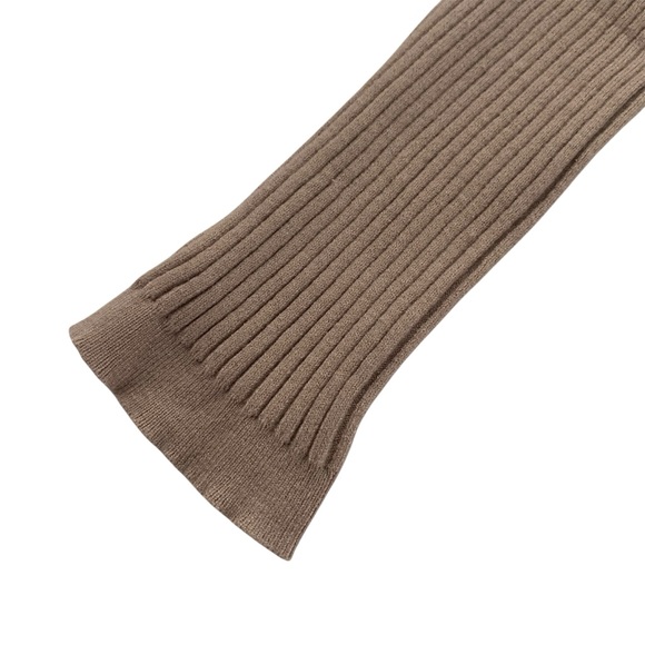Boutique Brand Womens L Ribbed Knit Long Sleeve Crop Top Mocha Tan Beige NWT - Picture 3 of 8